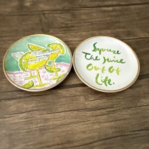 LILLY PULITZER CERAMIC COASTER SET of 2 CHEERS Cocktail Drink Coasters